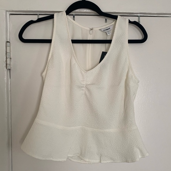 Express White Peplum Tank top Size Small NWT - Picture 6 of 11